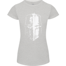 Medieval Helmet Gym Training Top Bodybuilding Womens Petite Cut T-Shirt Sports Grey