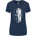 Medieval Helmet Gym Training Top Bodybuilding Womens Wider Cut T-Shirt Navy Blue