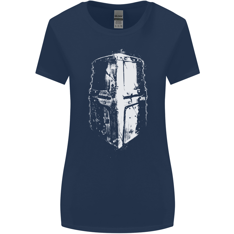 Medieval Helmet Gym Training Top Bodybuilding Womens Wider Cut T-Shirt Navy Blue