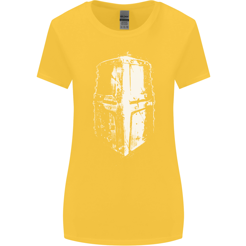 Medieval Helmet Gym Training Top Bodybuilding Womens Wider Cut T-Shirt Yellow