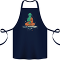 Meditating Alien UFO Yoga Cotton Apron 100% Organic Navy Blue
