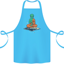 Meditating Alien UFO Yoga Cotton Apron 100% Organic Turquoise
