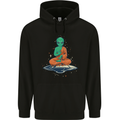 Meditating Alien UFO Yoga Mens 80% Cotton Hoodie Black