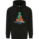 Meditating Alien UFO Yoga Mens 80% Cotton Hoodie Black