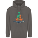 Meditating Alien UFO Yoga Mens 80% Cotton Hoodie Charcoal