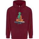 Meditating Alien UFO Yoga Mens 80% Cotton Hoodie Maroon
