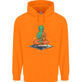 Meditating Alien UFO Yoga Mens 80% Cotton Hoodie Orange