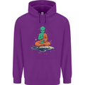 Meditating Alien UFO Yoga Mens 80% Cotton Hoodie Purple