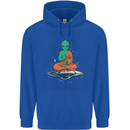 Meditating Alien UFO Yoga Mens 80% Cotton Hoodie Royal Blue