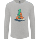 Meditating Alien UFO Yoga Mens Long Sleeve T-Shirt Sports Grey