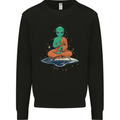 Meditating Alien UFO Yoga Mens Sweatshirt Jumper Black