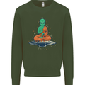 Meditating Alien UFO Yoga Mens Sweatshirt Jumper Forest Green