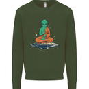 Meditating Alien UFO Yoga Mens Sweatshirt Jumper Forest Green