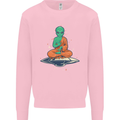 Meditating Alien UFO Yoga Mens Sweatshirt Jumper Light Pink