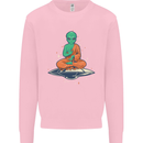 Meditating Alien UFO Yoga Mens Sweatshirt Jumper Light Pink