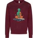 Meditating Alien UFO Yoga Mens Sweatshirt Jumper Maroon