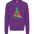 Meditating Alien UFO Yoga Mens Sweatshirt Jumper Purple