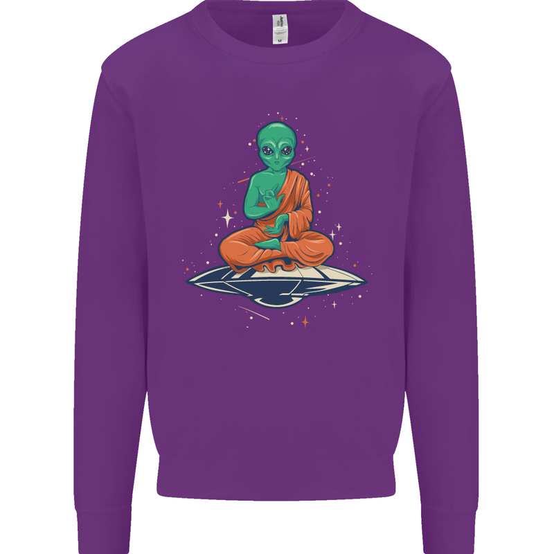 Meditating Alien UFO Yoga Mens Sweatshirt Jumper Purple