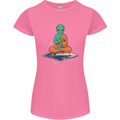 Meditating Alien UFO Yoga Womens Petite Cut T-Shirt Azalea