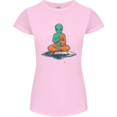 Meditating Alien UFO Yoga Womens Petite Cut T-Shirt Light Pink