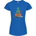Meditating Alien UFO Yoga Womens Petite Cut T-Shirt Royal Blue