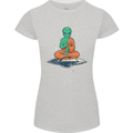 Meditating Alien UFO Yoga Womens Petite Cut T-Shirt Sports Grey