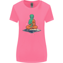 Meditating Alien UFO Yoga Womens Wider Cut T-Shirt Azalea