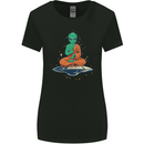 Meditating Alien UFO Yoga Womens Wider Cut T-Shirt Black