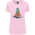 Meditating Alien UFO Yoga Womens Wider Cut T-Shirt Light Pink