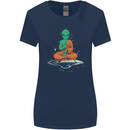 Meditating Alien UFO Yoga Womens Wider Cut T-Shirt Navy Blue