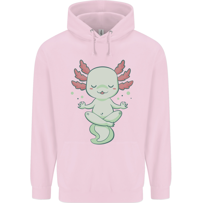 Meditating Axolot Yoga Spiritual Childrens Kids Hoodie Light Pink