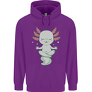 Meditating Axolot Yoga Spiritual Childrens Kids Hoodie Purple