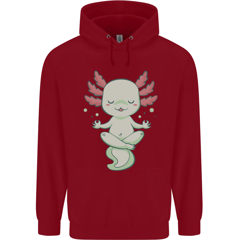 Meditating Axolot Yoga Spiritual Childrens Kids Hoodie Red