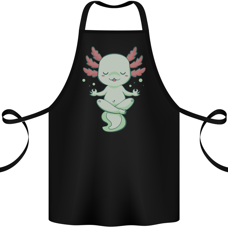 Meditating Axolot Yoga Spiritual Cotton Apron 100% Organic Black