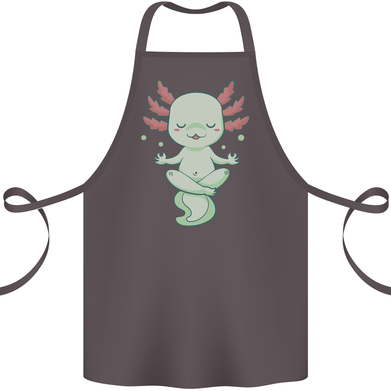 Meditating Axolot Yoga Spiritual Cotton Apron 100% Organic Dark Grey