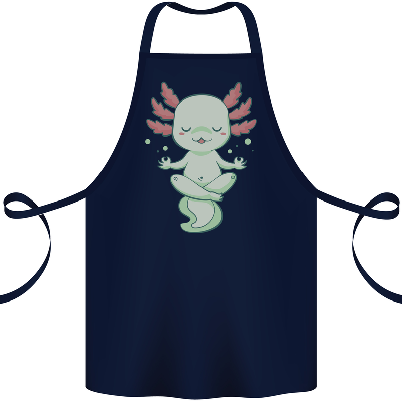 Meditating Axolot Yoga Spiritual Cotton Apron 100% Organic Navy Blue