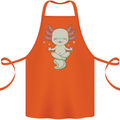 Meditating Axolot Yoga Spiritual Cotton Apron 100% Organic Orange