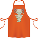 Meditating Axolot Yoga Spiritual Cotton Apron 100% Organic Orange