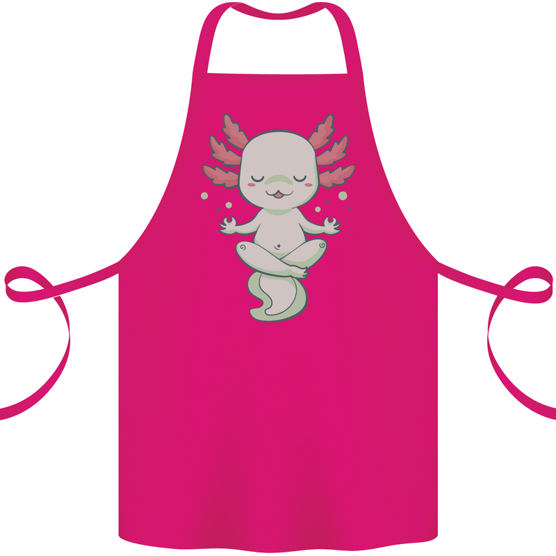 Meditating Axolot Yoga Spiritual Cotton Apron 100% Organic Pink