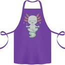 Meditating Axolot Yoga Spiritual Cotton Apron 100% Organic Purple