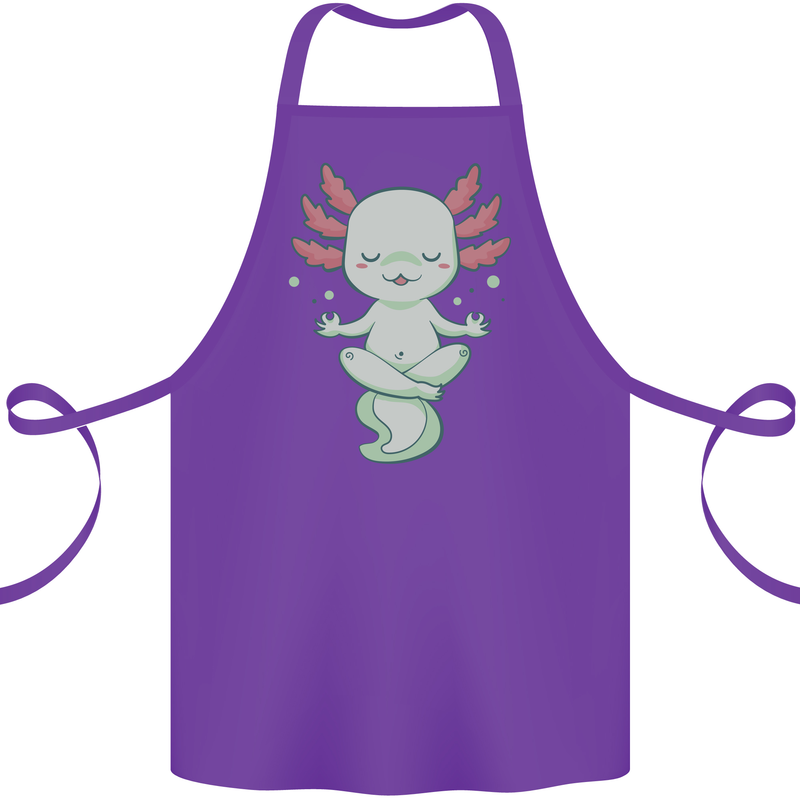 Meditating Axolot Yoga Spiritual Cotton Apron 100% Organic Purple