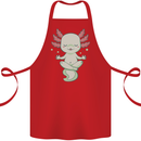 Meditating Axolot Yoga Spiritual Cotton Apron 100% Organic Red
