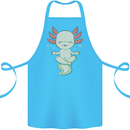 Meditating Axolot Yoga Spiritual Cotton Apron 100% Organic Turquoise