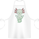 Meditating Axolot Yoga Spiritual Cotton Apron 100% Organic White