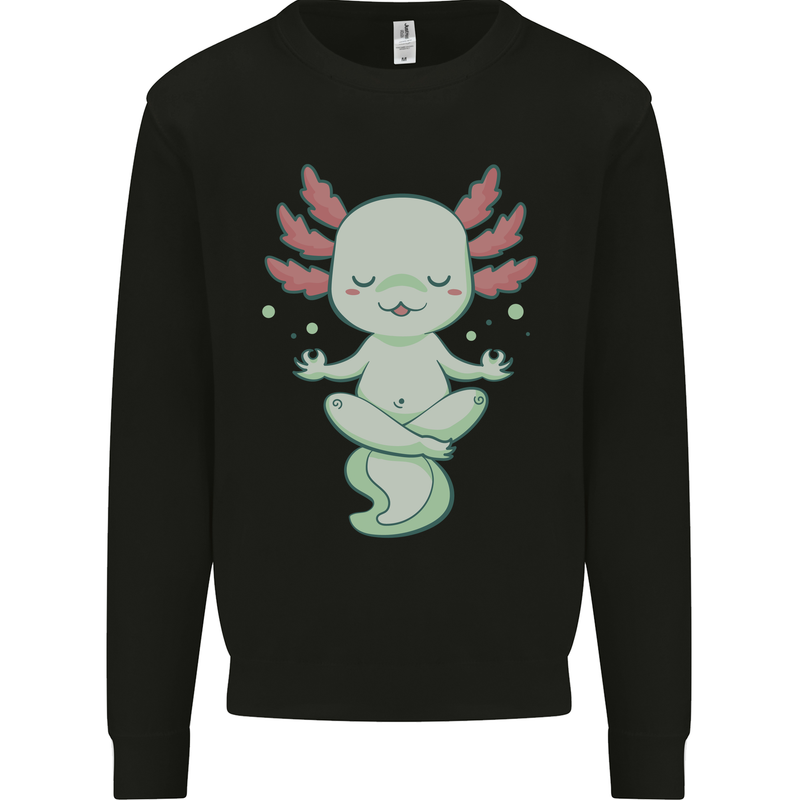 Meditating Axolot Yoga Spiritual Kids Sweatshirt Jumper Black