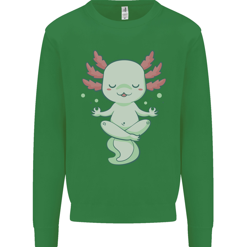 Meditating Axolot Yoga Spiritual Kids Sweatshirt Jumper Irish Green