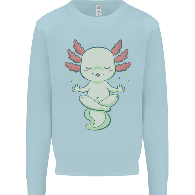Meditating Axolot Yoga Spiritual Kids Sweatshirt Jumper Light Blue