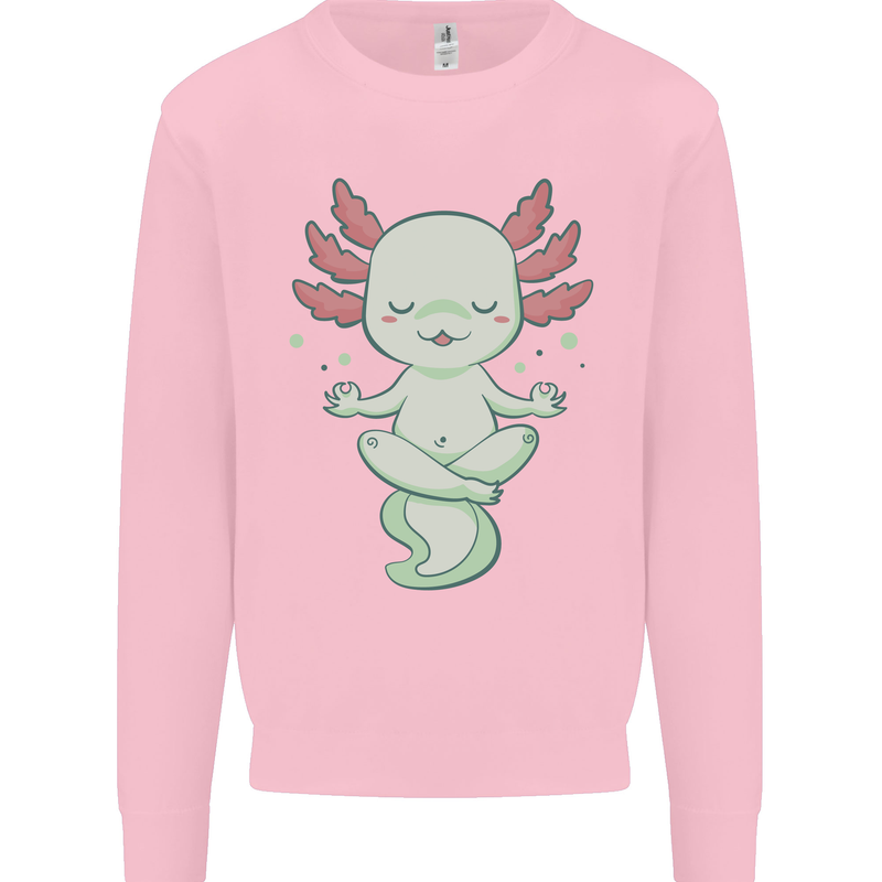 Meditating Axolot Yoga Spiritual Kids Sweatshirt Jumper Light Pink