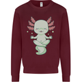 Meditating Axolot Yoga Spiritual Kids Sweatshirt Jumper Maroon