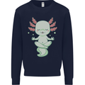 Meditating Axolot Yoga Spiritual Kids Sweatshirt Jumper Navy Blue